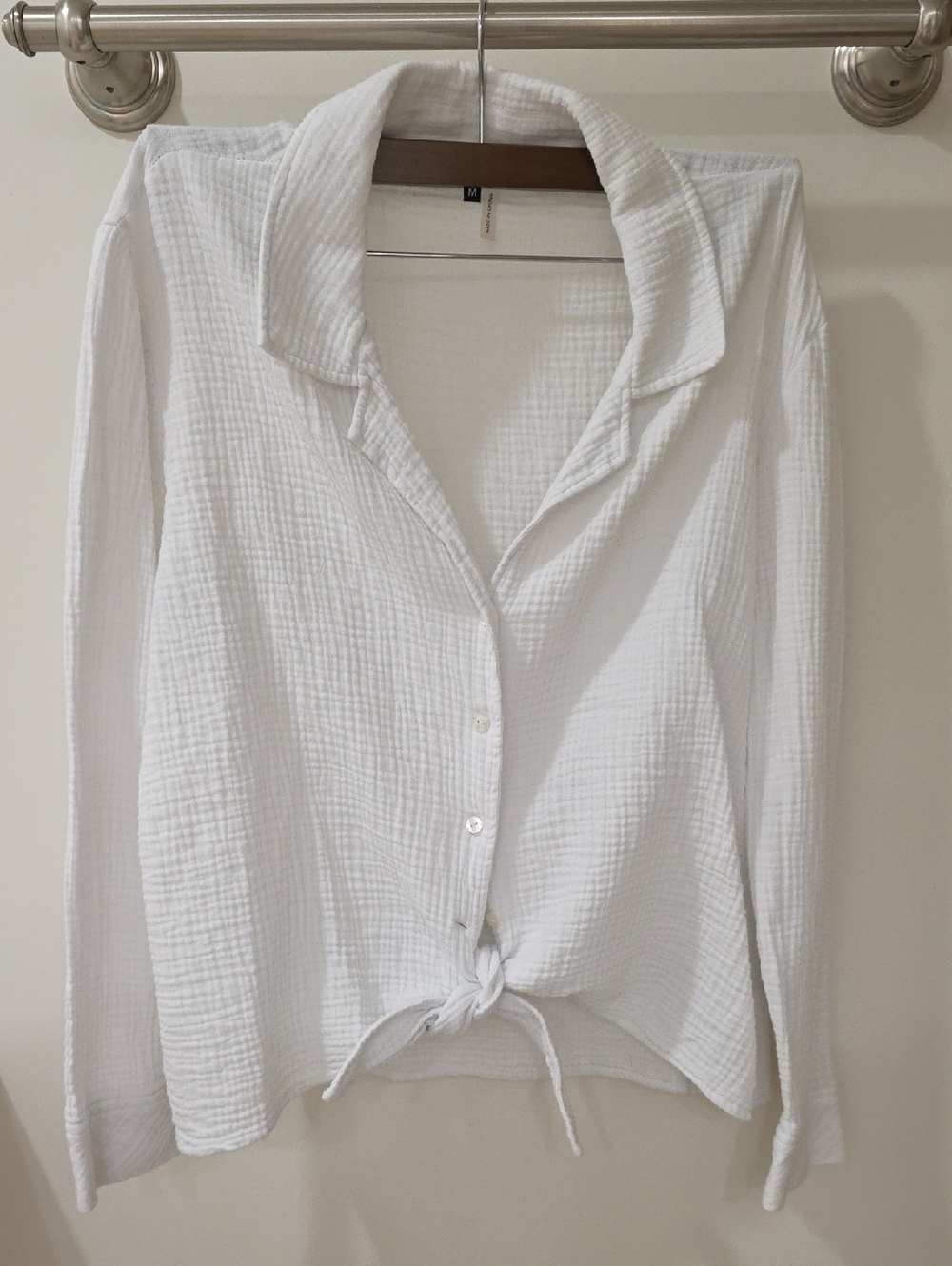 1. State White Button-Up Tie-Front Blouse